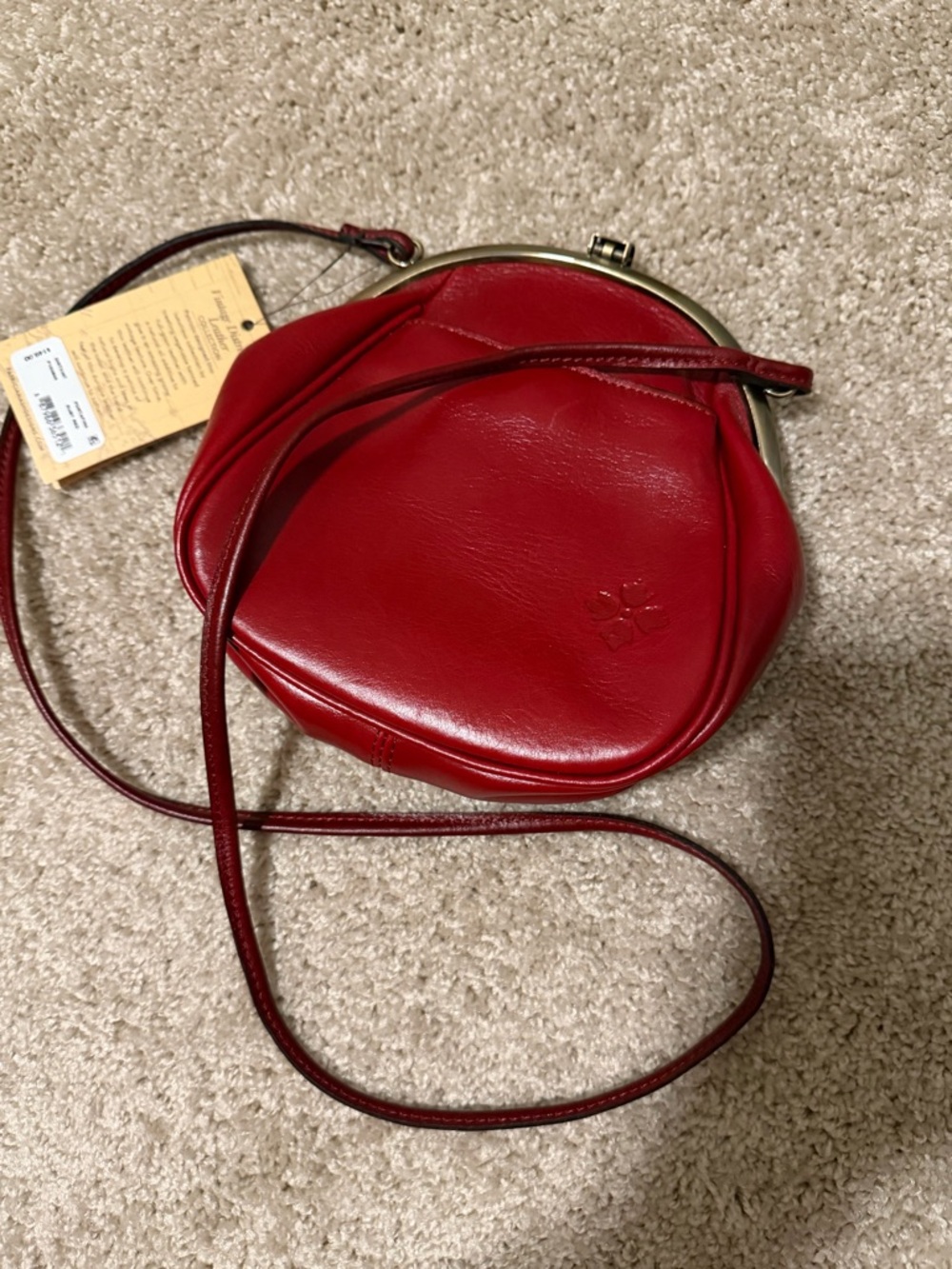 Patricia Nash Red Leather Kiss-Lock Crossbody Bag